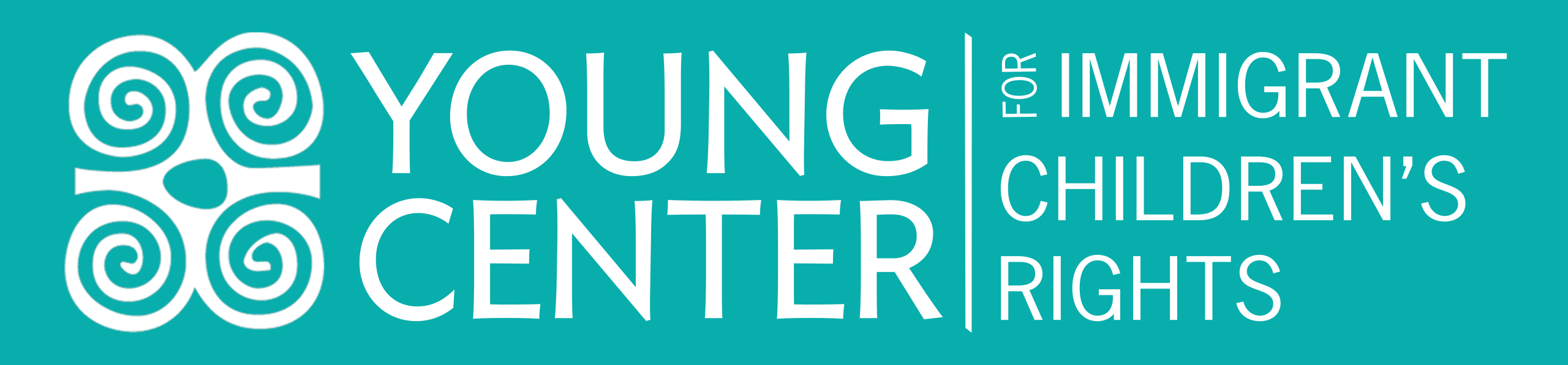 Young Center Logo in white on teal background